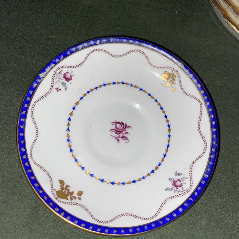 Shreve Crump & Low Elegant Blue and Gold Saucer made in England by New Chelsea